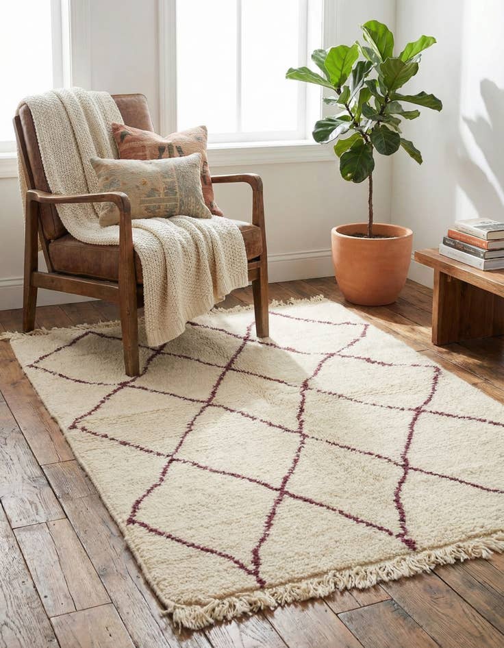 Detail image of 3' 3 x 4' 8  Hand Knotted Moroccan Wool Rug