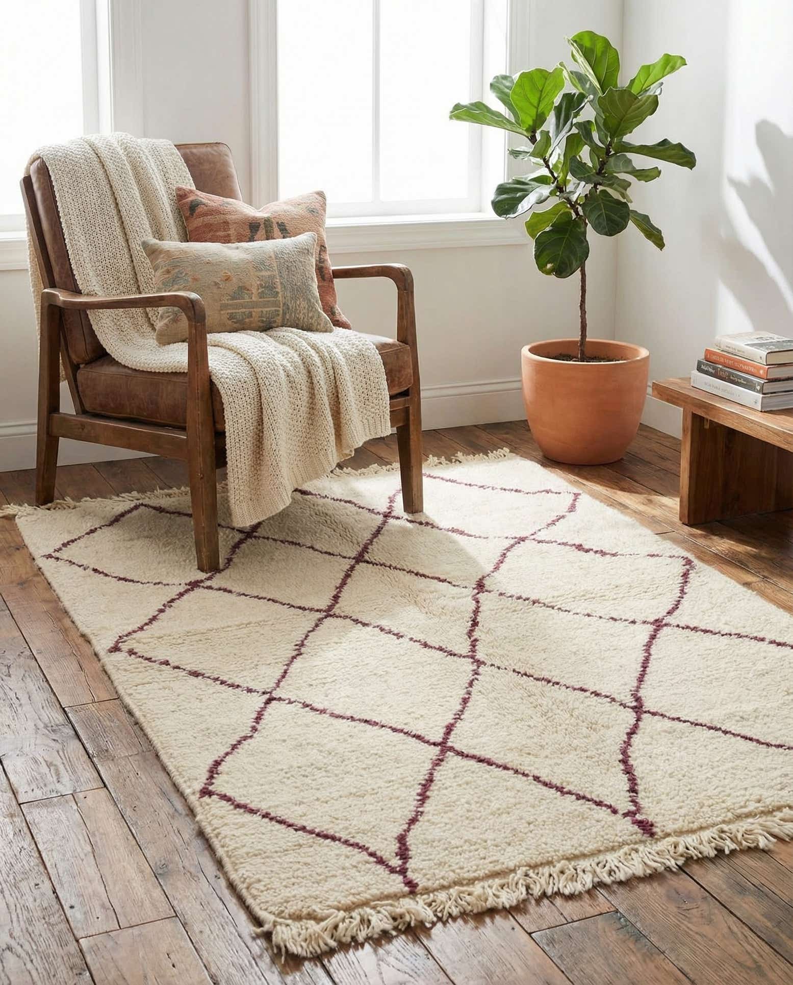 3' 3 x 4' 8 Hand Knotted Moroccan Wool Rug