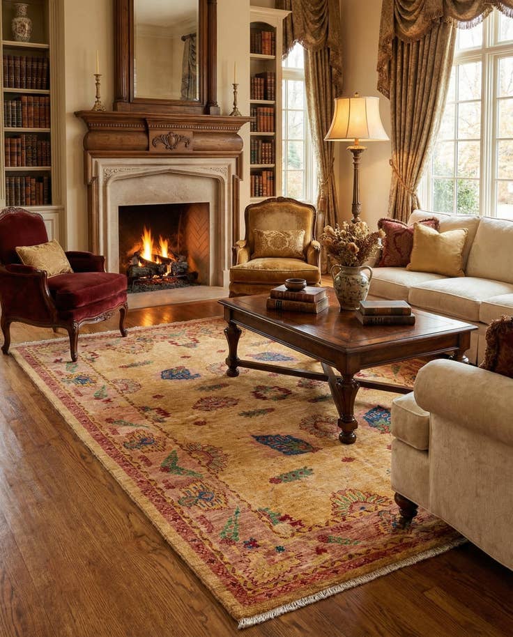 Detail image of 5' 6 x 7' 3 Hand Knotted Ziegler Wool Rug