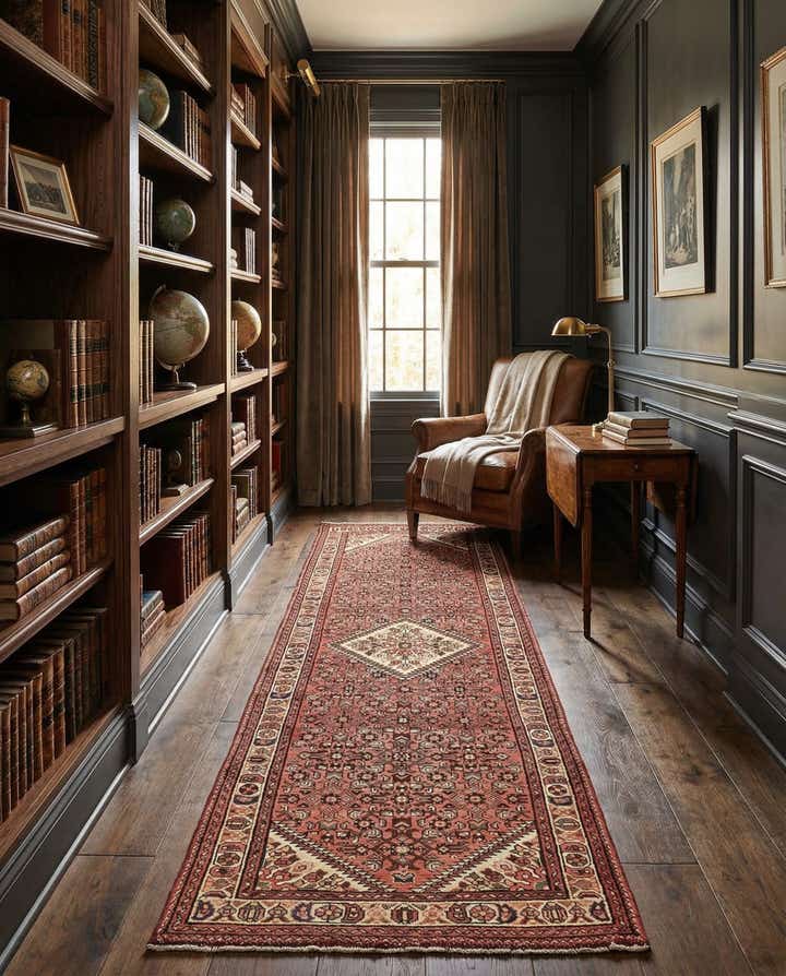 3' 9 x 10' 4 Hand Knotted Hossainabad Persian Wool Runner Rug