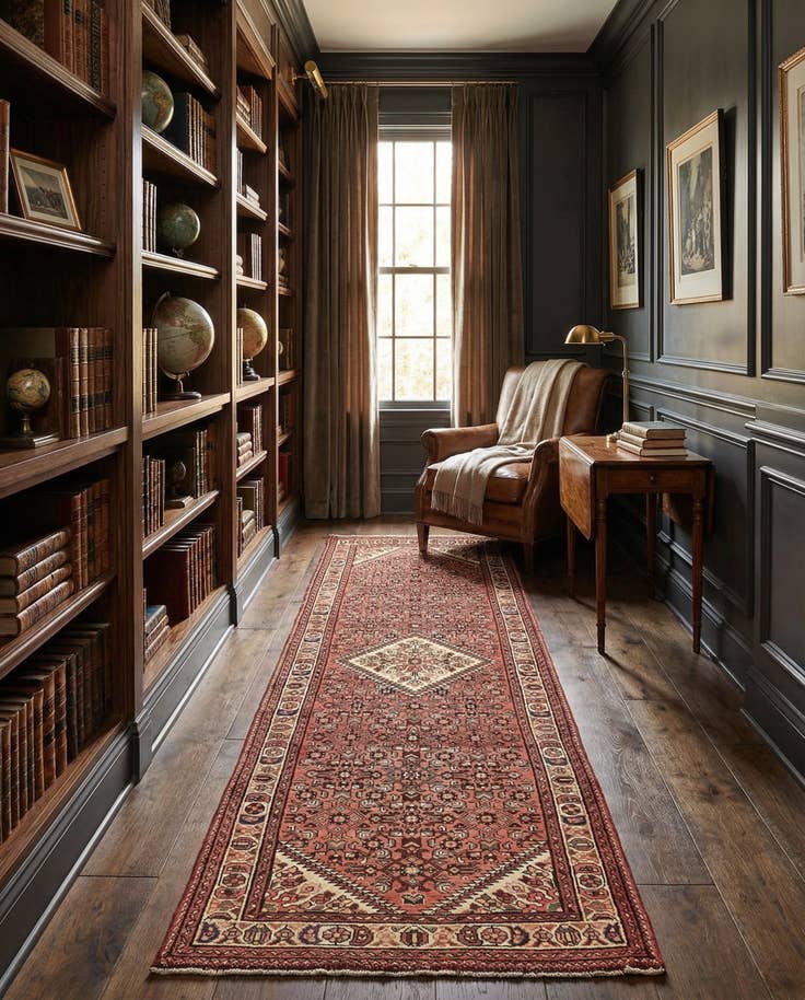 Detail image of 3' 9 x 10' 4 Hand Knotted Hossainabad Persian Wool Runner Rug