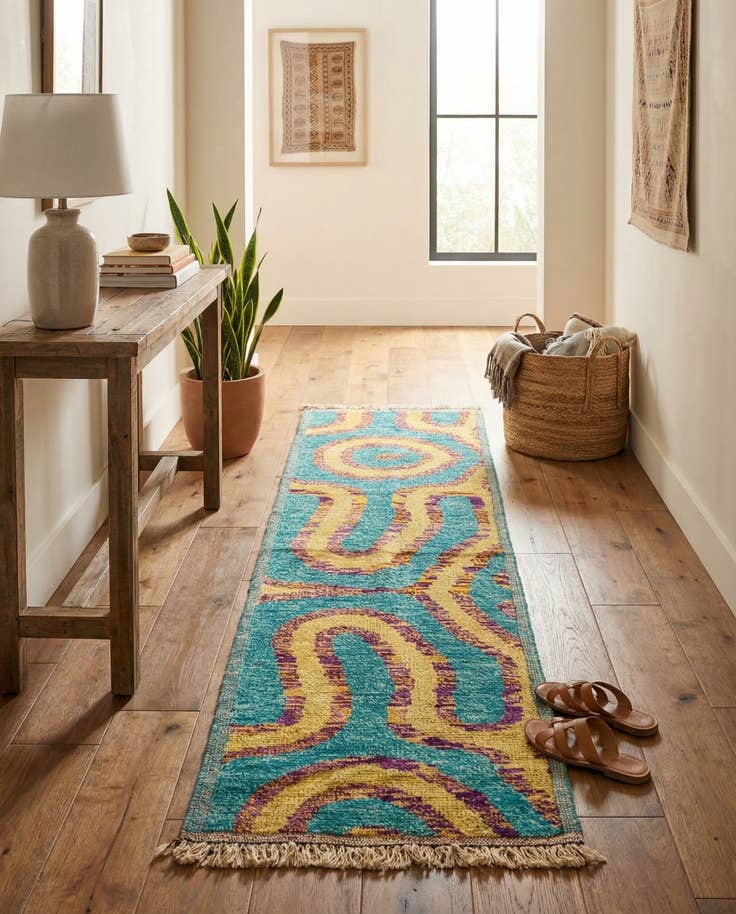 Detail image of 2' 8 x 10' Hand Knotted Moroccan Wool Runner Rug