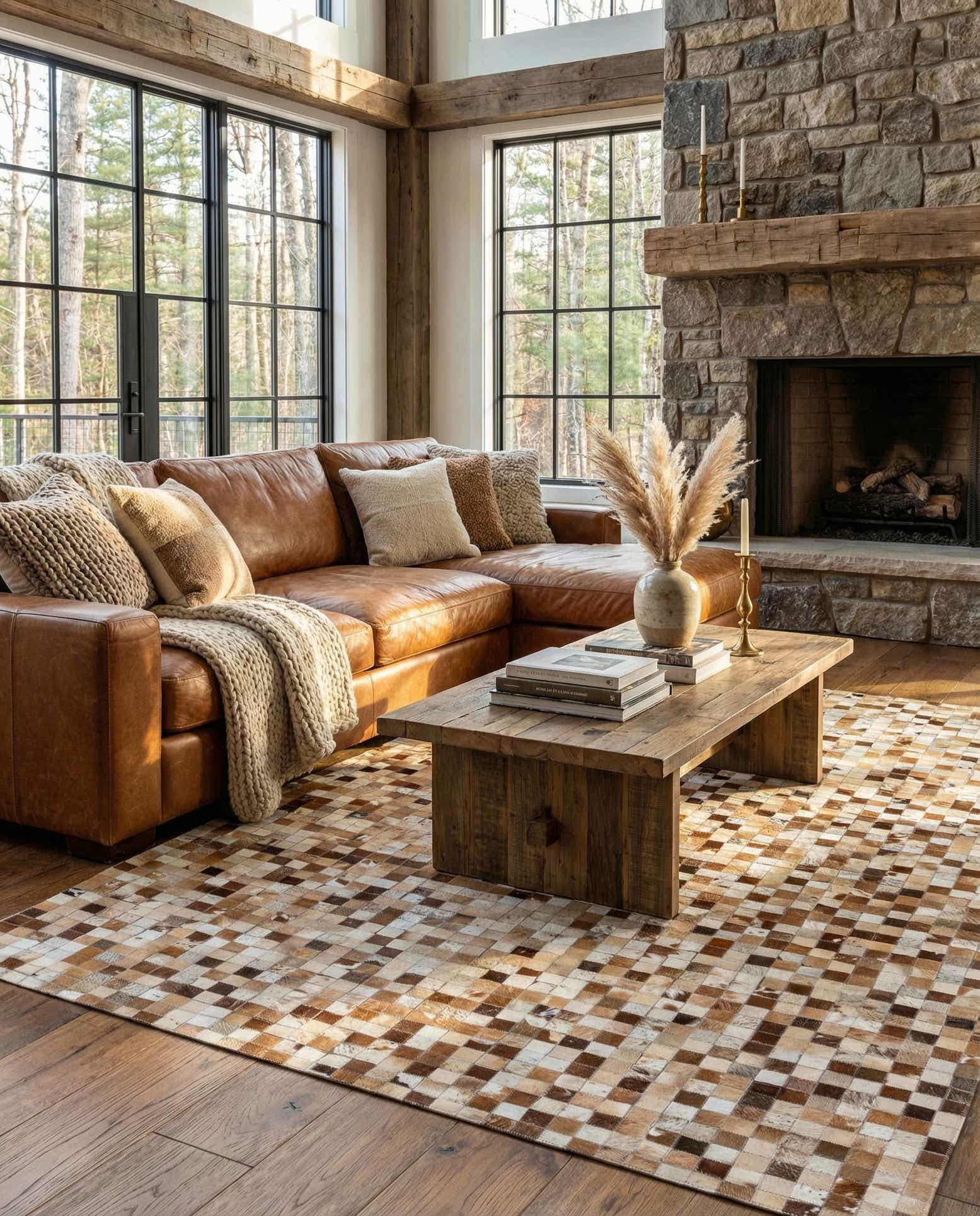 5' x 8' Cowhide Leather Rug