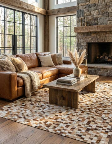 5' x 8' Cowhide Leather Rug
