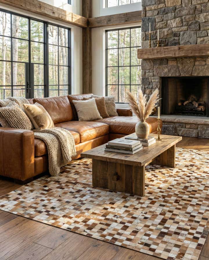 5' x 8' Cowhide Leather Rug