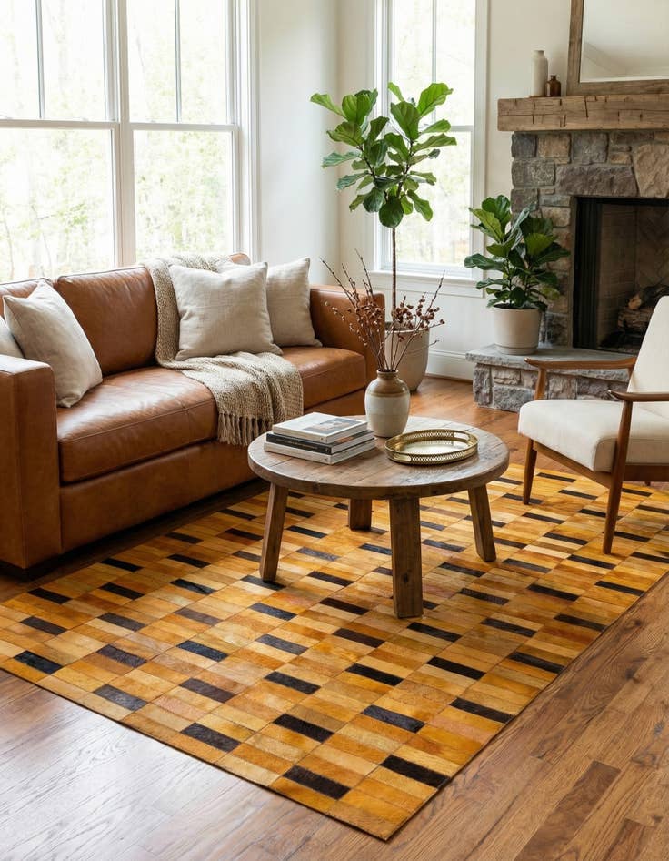 Detail image of  5' 1 x 7' 10 Cowhide - Patchwork Rug