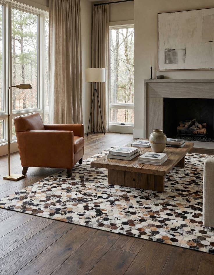 Detail image of 5' 1 x 8' 1 Cowhide Leather Rug