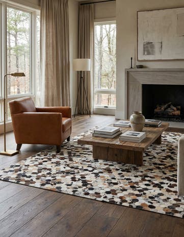 5' 1 x 8' 1 Cowhide Leather Rug