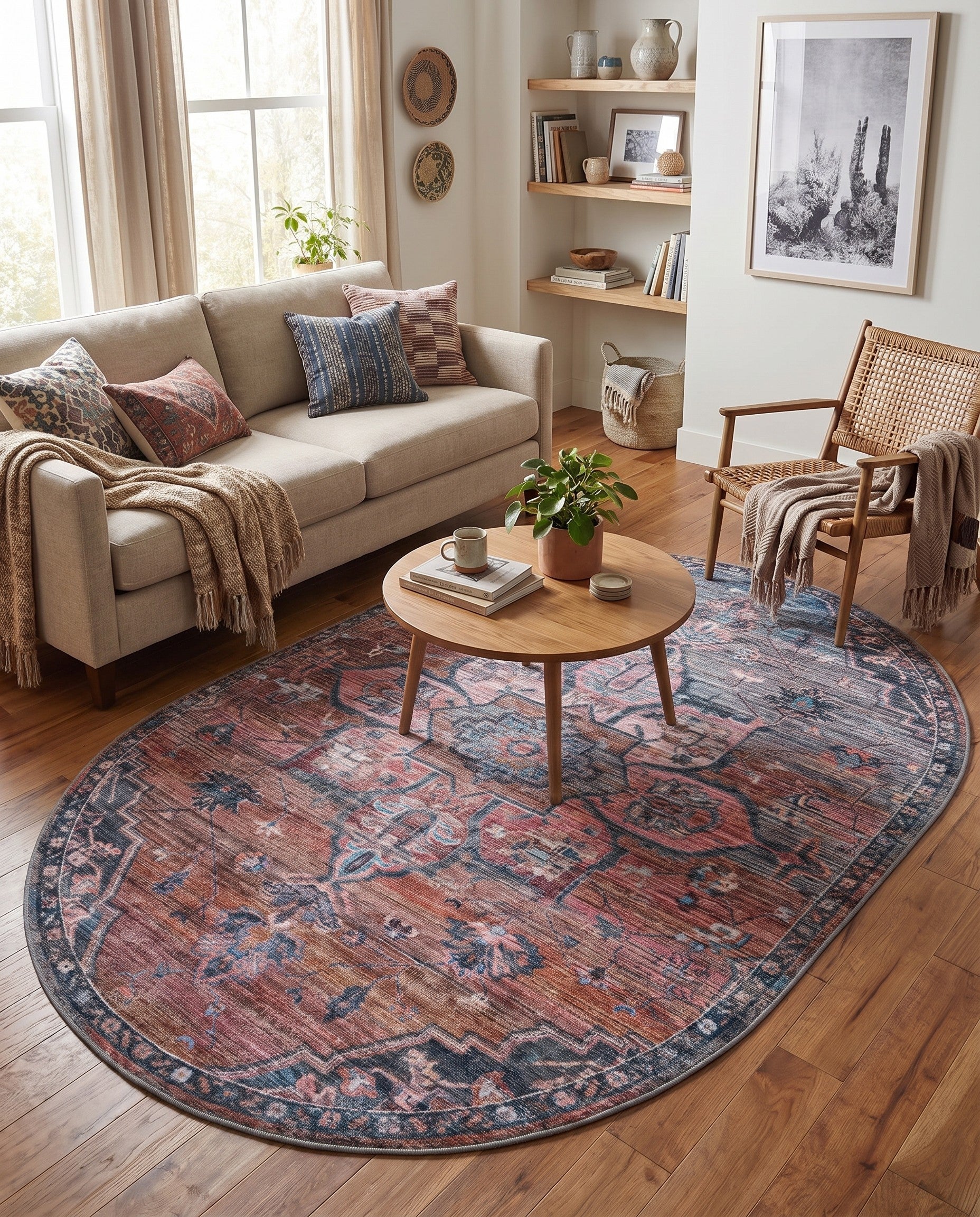 7' 10 x 10' Washable Nostalgia Oval Rug