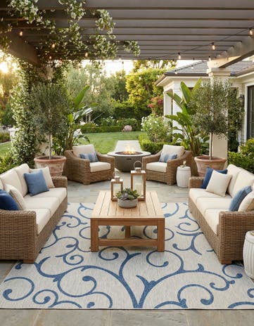 13' x 13' Easy-Clean Botanical Indoor / Outdoor Square Rug