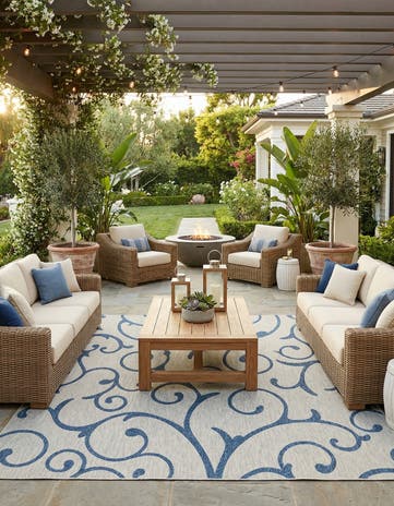 13' x 13' Easy-Clean Botanical Indoor / Outdoor Square Rug