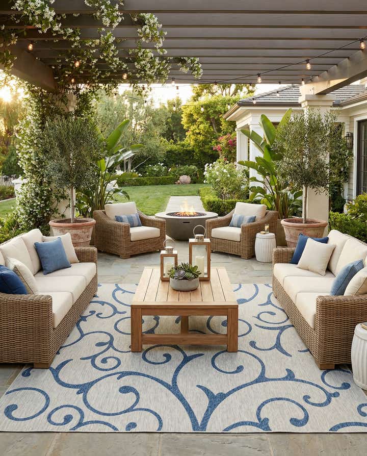 13' x 13' Easy-Clean Botanical Indoor / Outdoor Square Rug