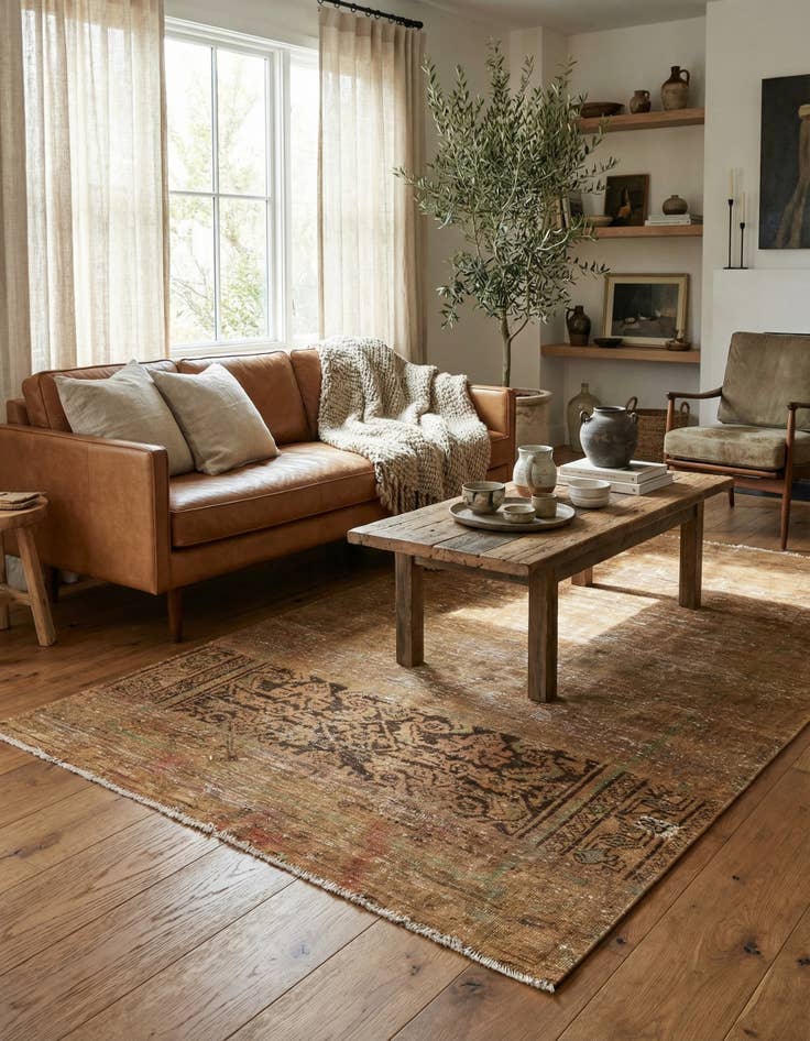 Detail image of 4' 2 x 6' 10  Hand Knotted Ultra Vintage Persian Wool Rug