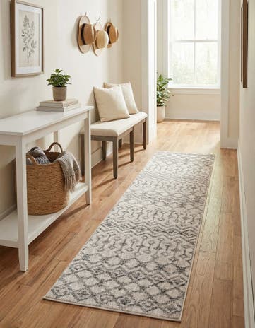 Ivory Eco Trellis Runner Rug