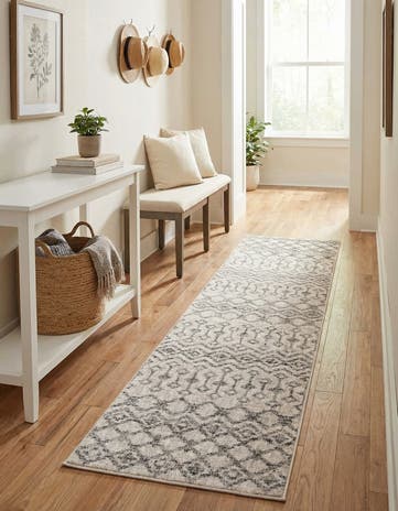 Ivory Eco Trellis Runner Rug