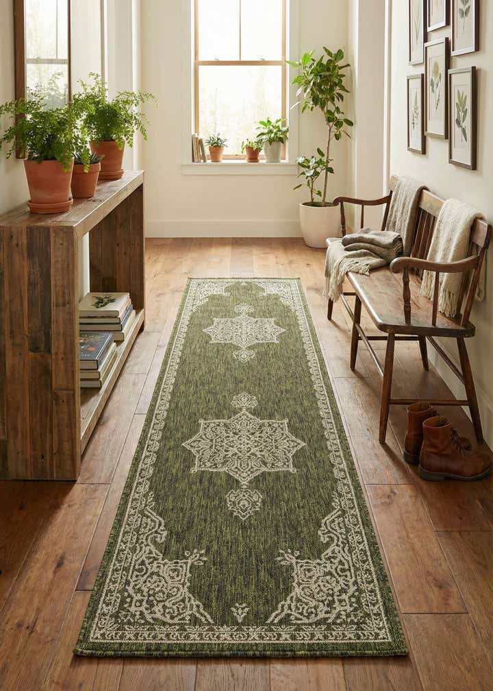 2' 7 x 10' Easy-Clean Traditional Indoor / Outdoor Runner Rug