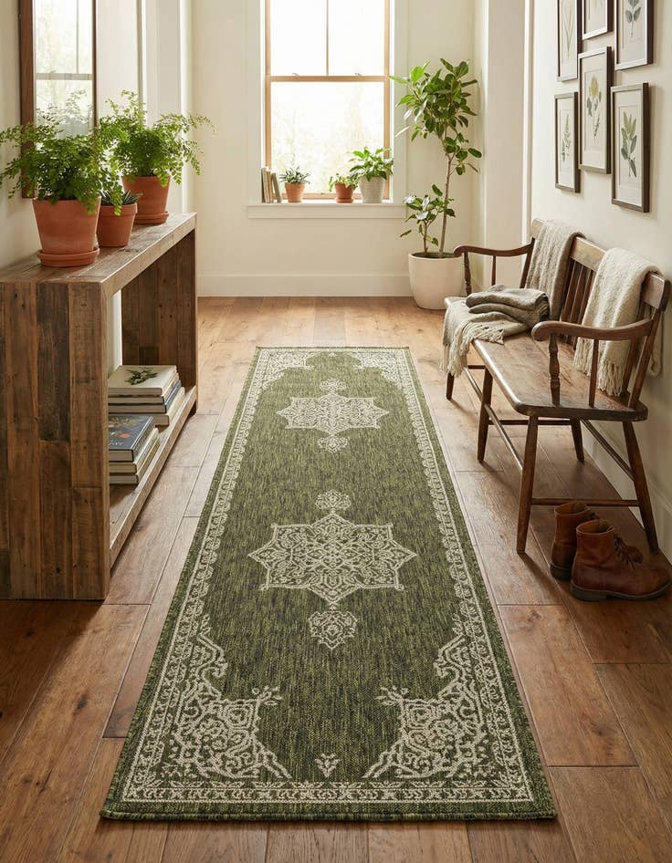 Detail image of  2' 7 x 10'  Washable Traditional Indoor / Outdoor Runner Rug