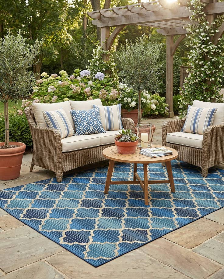 Detail image of 4' x 6' Easy-Clean Lattice Indoor / Outdoor Rug