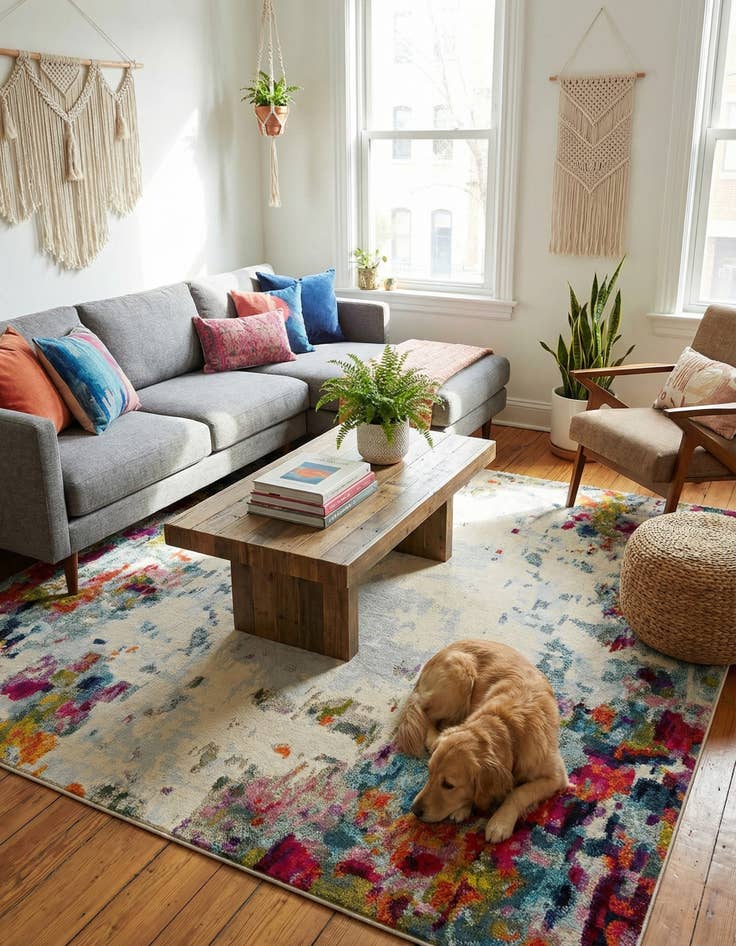 Detail image of 8' x 8'  Washable Spectrum Square Rug