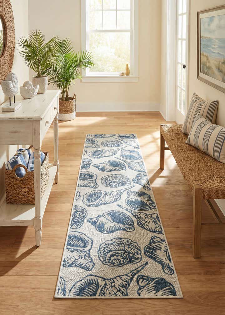 2' 7 x 12' Easy-Clean Coastal Indoor / Outdoor Runner Rug