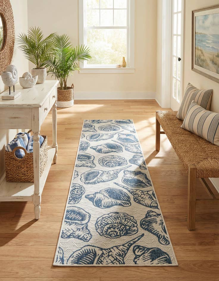Detail image of  2' 7 x 12'  Washable Coastal Indoor / Outdoor Runner Rug