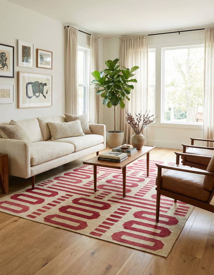 Detail image of 5' 10 x 8'  Hand Woven Kilim Modern Wool Rug