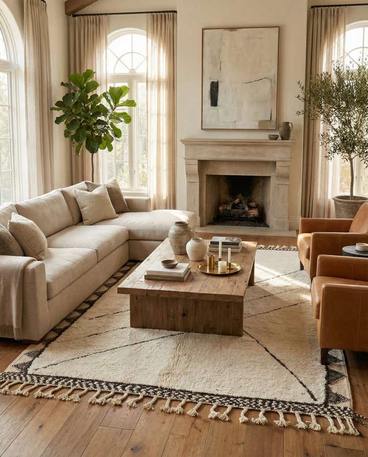 5' 5 x 8' 7 Hand Knotted Moroccan Wool Rug