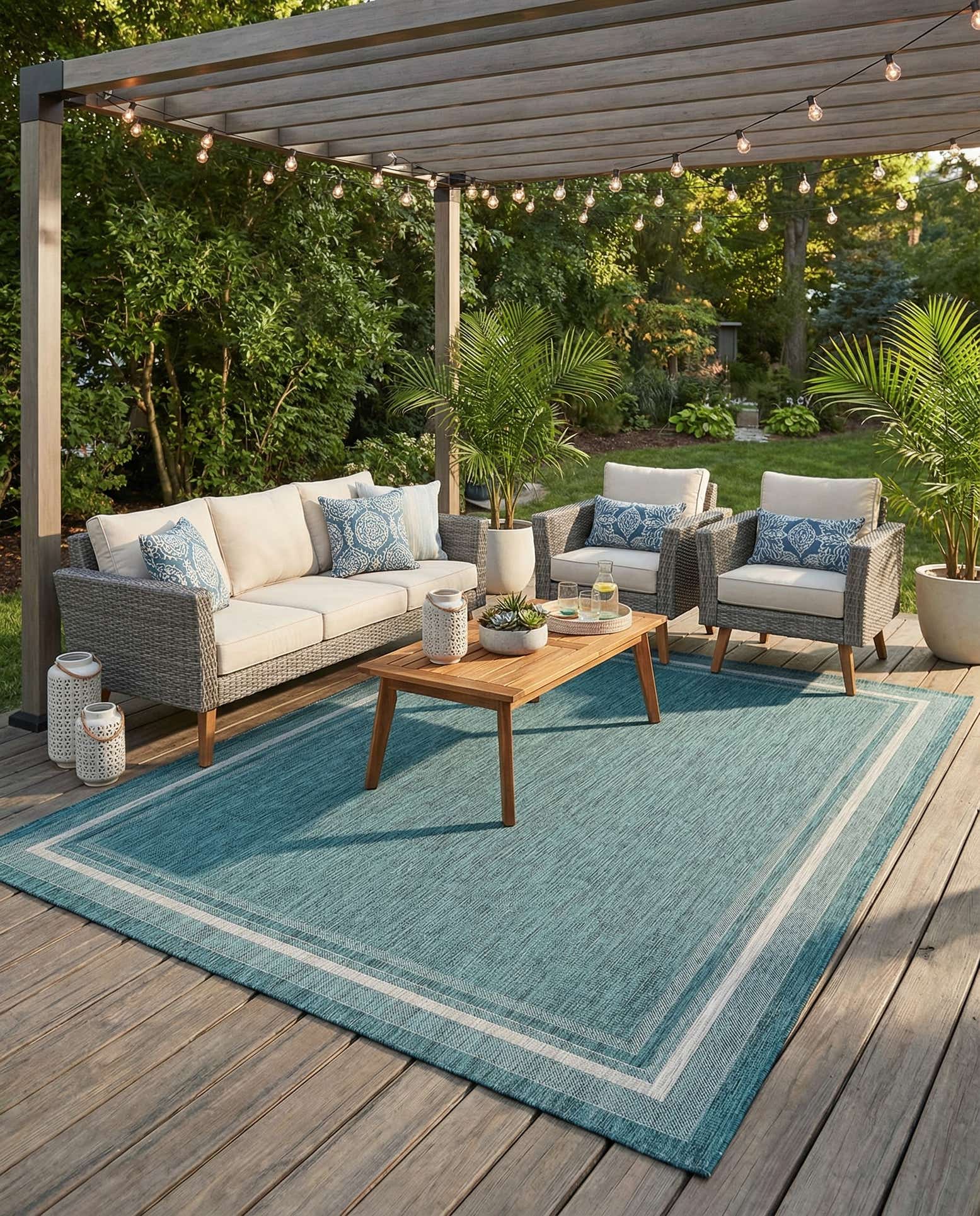 10' x 14' Easy-Clean Border Indoor / Outdoor Rug