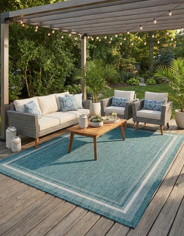 10' x 14' Easy-Clean Border Indoor / Outdoor Rug