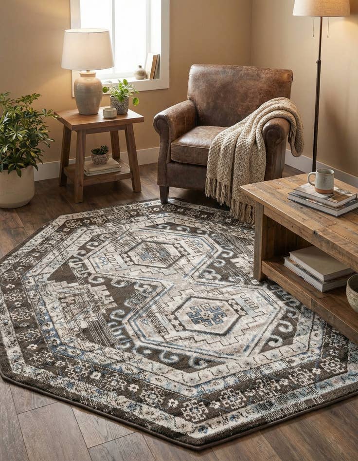 Detail image of  5' 3 x 5' 3 Charlotte Octagon Rug