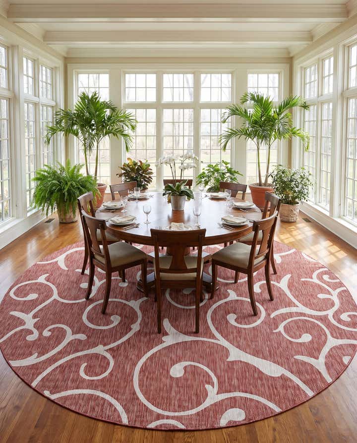 13' x 13' Easy-Clean Botanical Indoor / Outdoor Round Rug