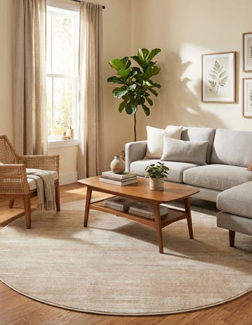 Jill Zarin Beige Uptown Madison Avenue Round Rug