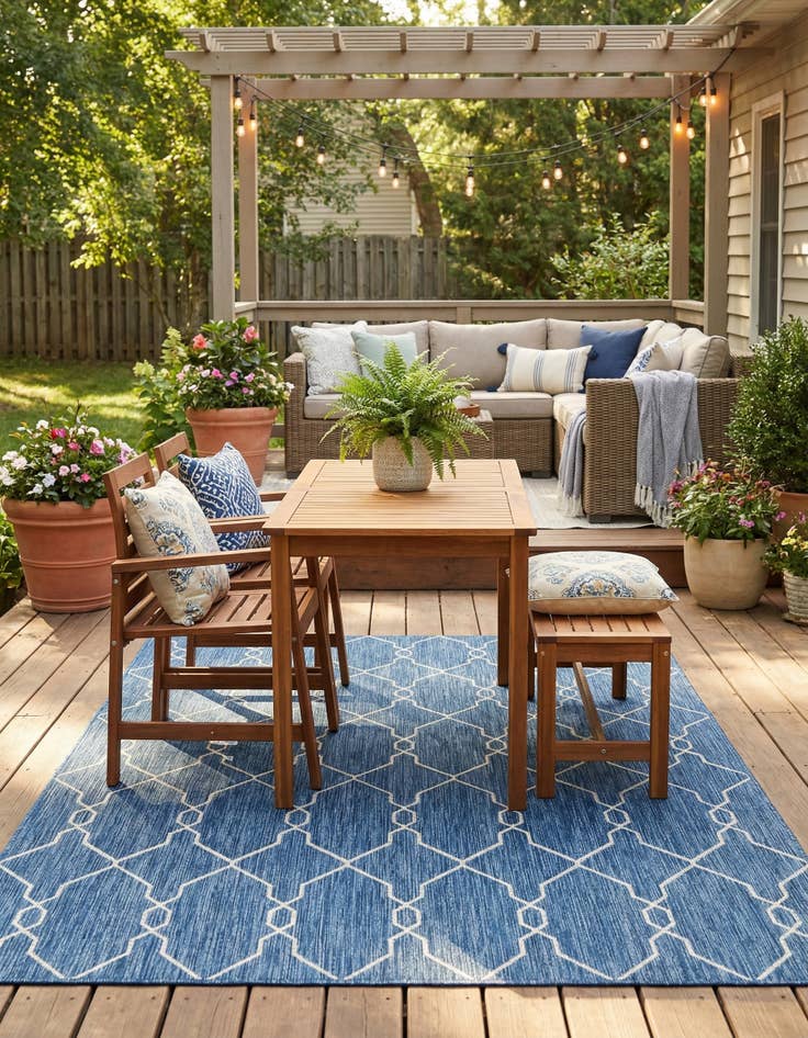 Detail image of 6' x 9'  Washable Trellis Indoor / Outdoor Rug