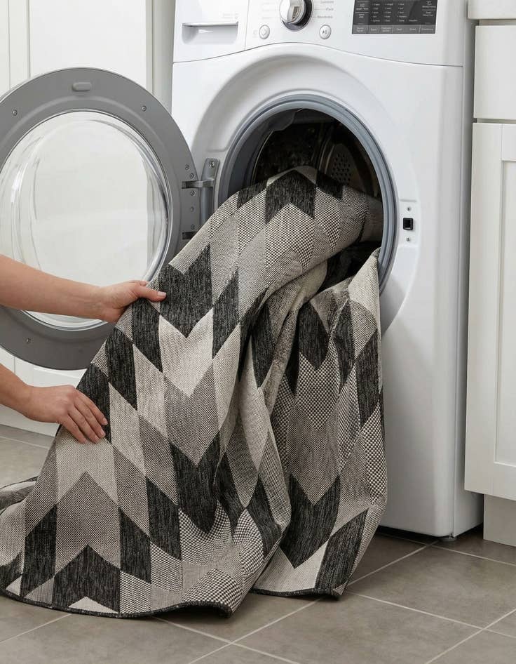 Detail image of  7' 10 x 7' 10  Washable Modern Indoor / Outdoor Round Rug