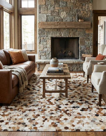 5' 1 x 7' 10 Cowhide Leather Rug