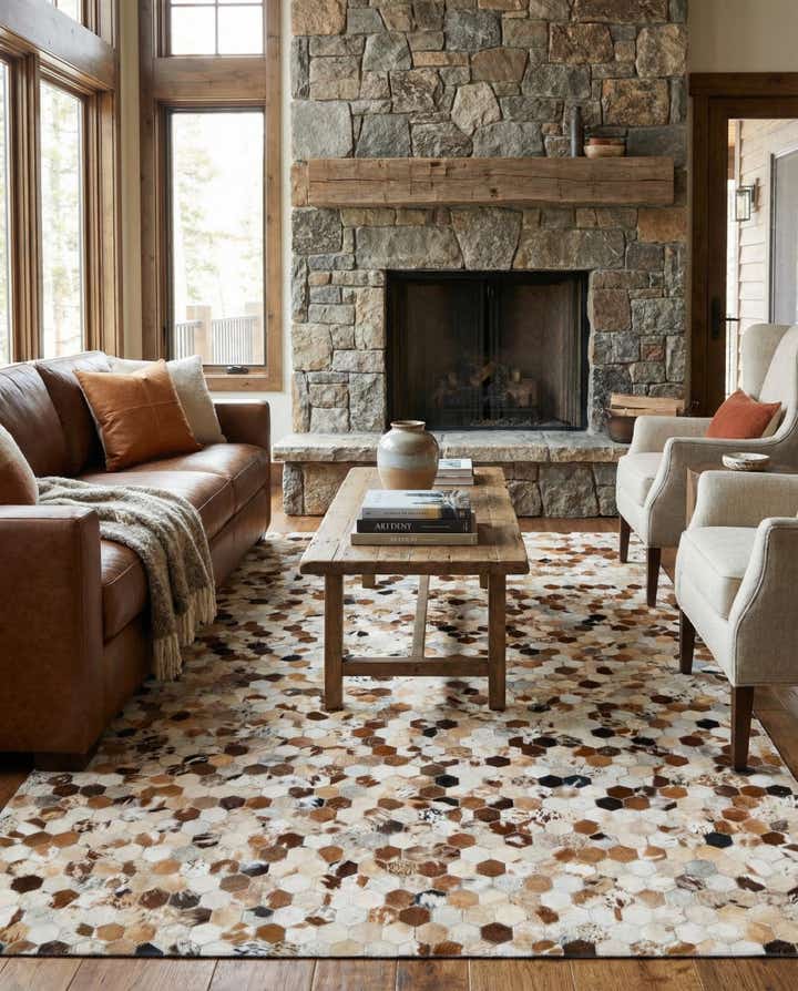 5' 1 x 7' 10 Cowhide Leather Rug