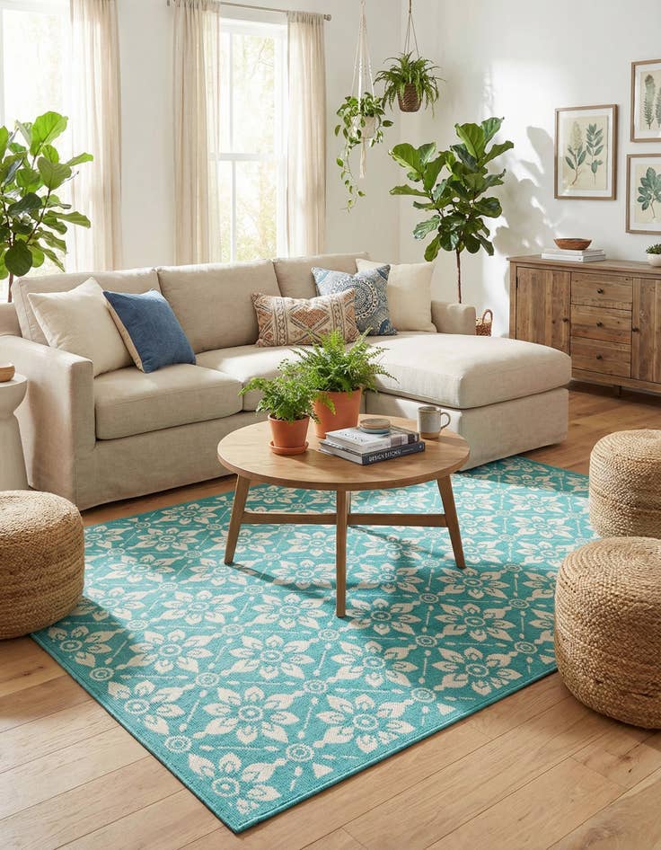 Detail image of 5' x 8'  Washable Trellis Indoor / Outdoor Rug