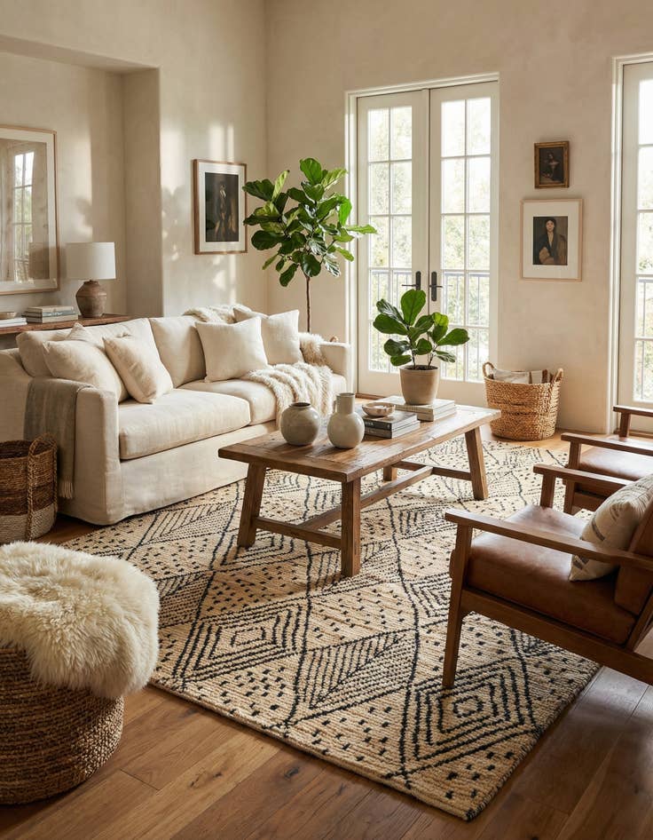 Detail image of 5' 9 x 7' 5 Hand Knotted Moroccan Wool Rug