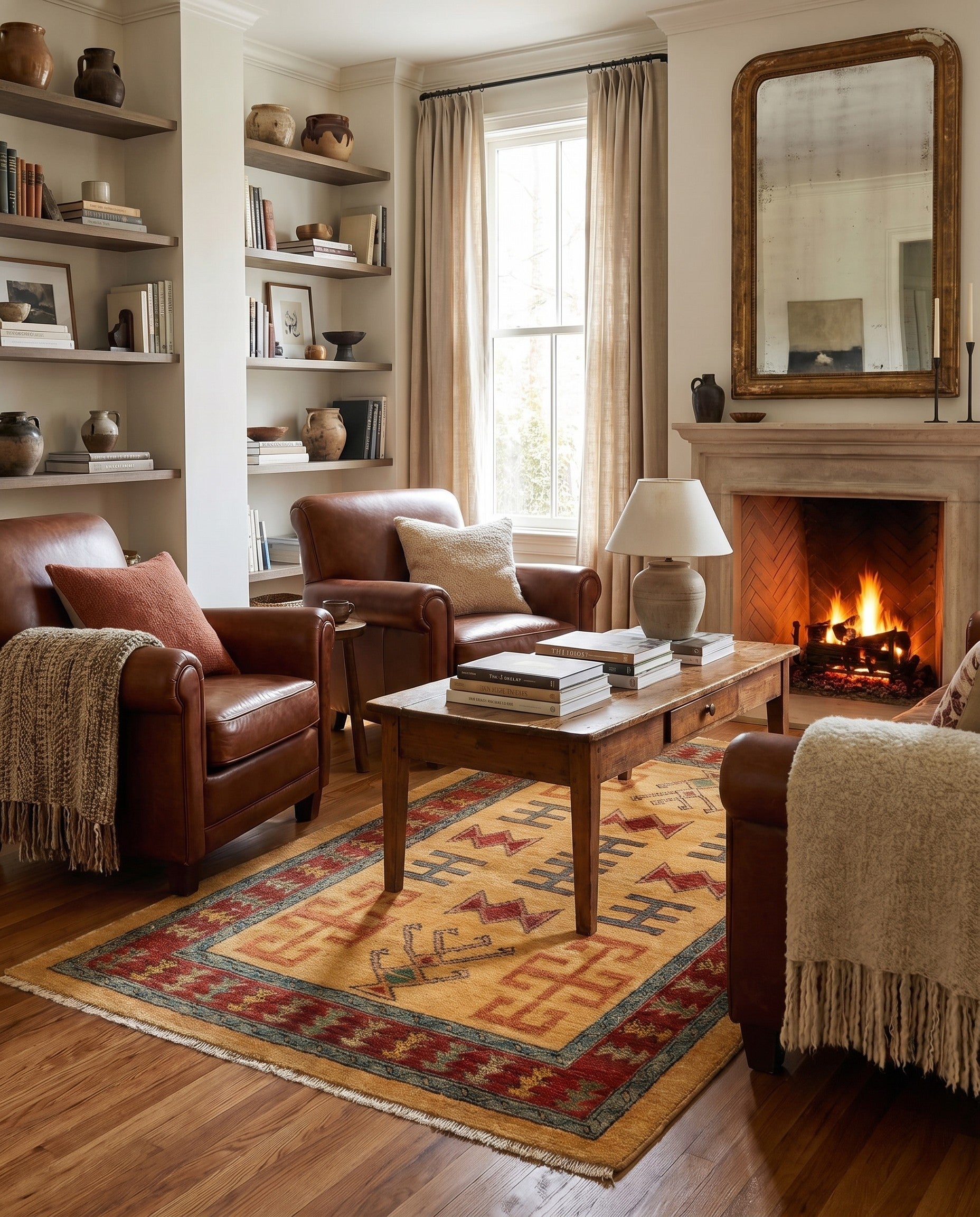 3' 5 x 5' 1 Hand Knotted Ziegler Wool Rug