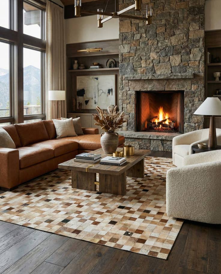 Detail image of 7' 11 x 9' 11 Cowhide - Patchwork Rug