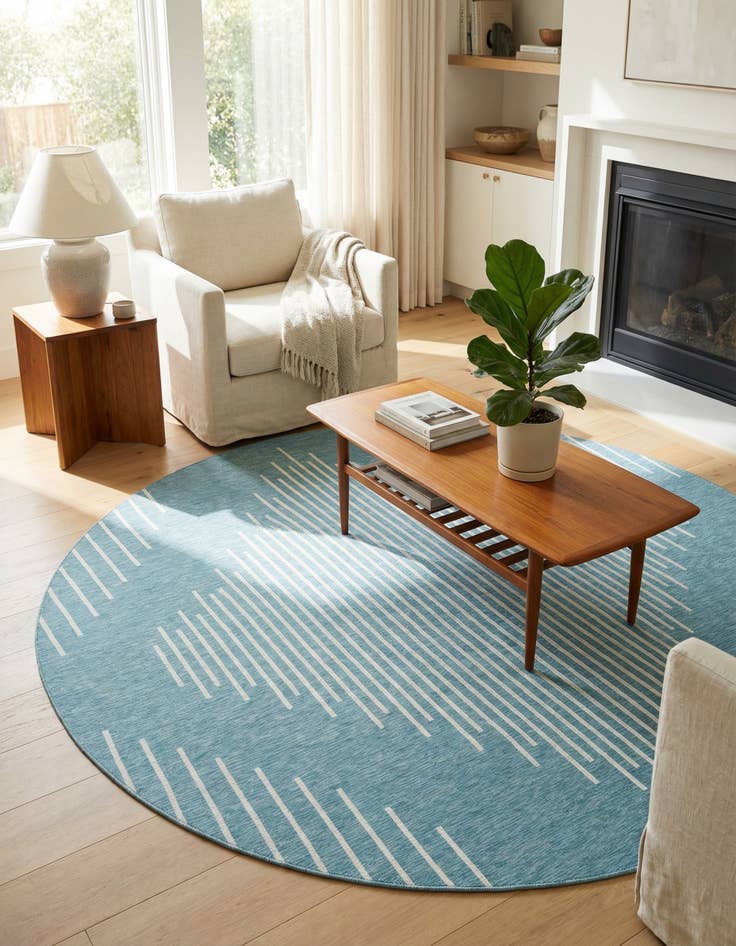 Detail image of 13' x 13'  Washable Modern Indoor / Outdoor Round Rug