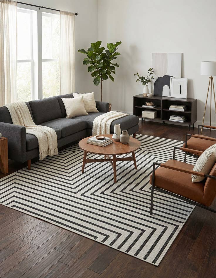 Detail image of  7' 10 x 10'  Washable Modern Indoor / Outdoor Rug