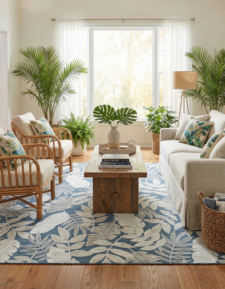 Detail image of 8' 2 x 10'  Washable Botanical Indoor / Outdoor Rug