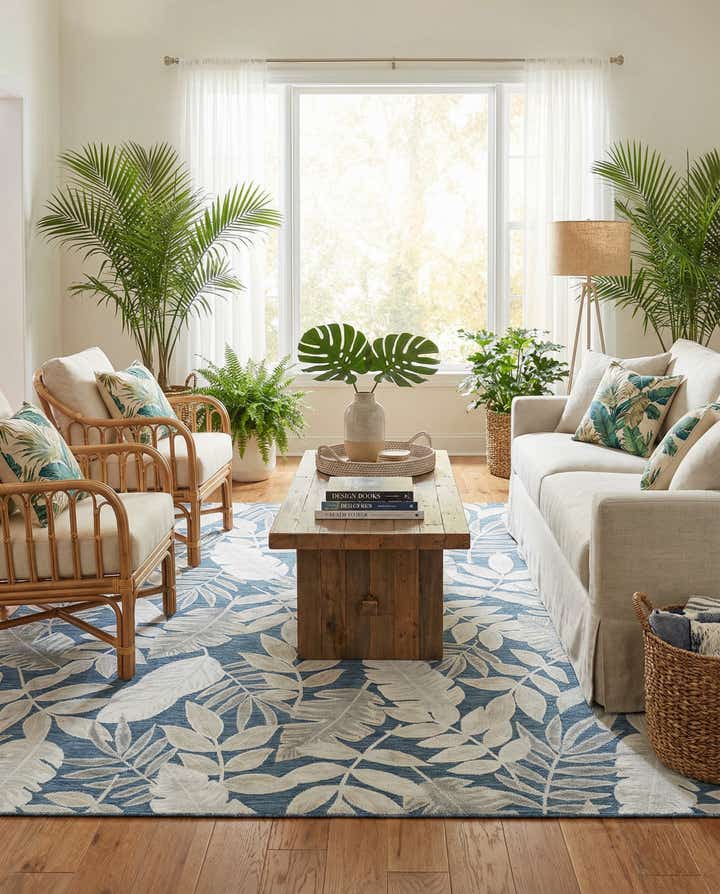 8' 2 x 10' Easy-Clean Botanical Indoor / Outdoor Rug