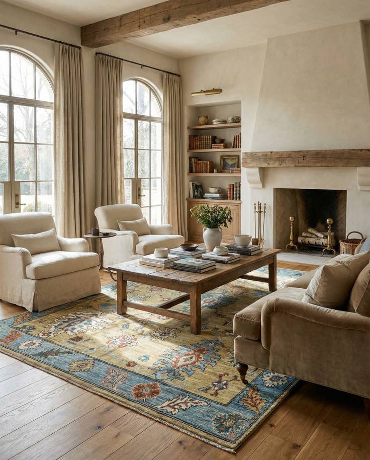 Detail image of 9' 2 x 11' 11 Hand Knotted Oushak Wool Rug