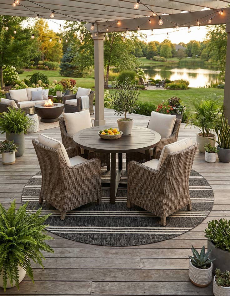 Detail image of 12' x 12'  Washable Jill Zarin Anguilla Indoor / Outdoor Round Rug