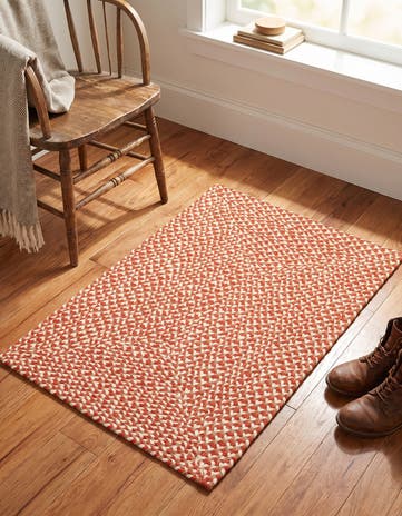Rust Red Handmade Tweed Braided Jute Rug