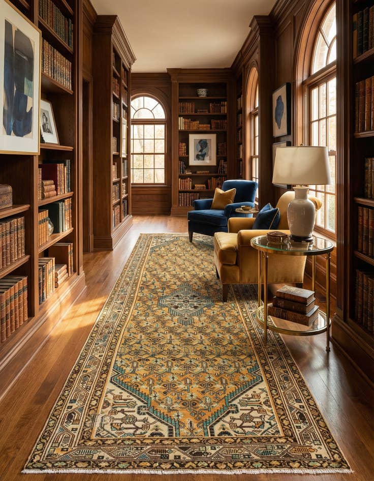 Detail image of 4' x 10' 2 Hamedan Wool Runner Rug