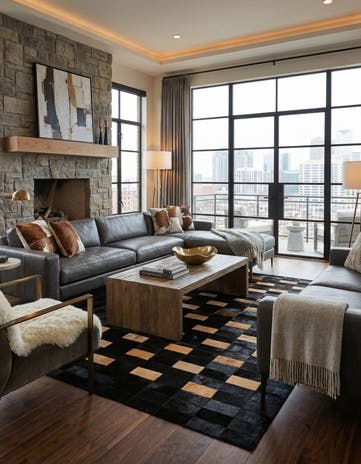 5' 1 x 8' Cowhide - Patchwork Rug