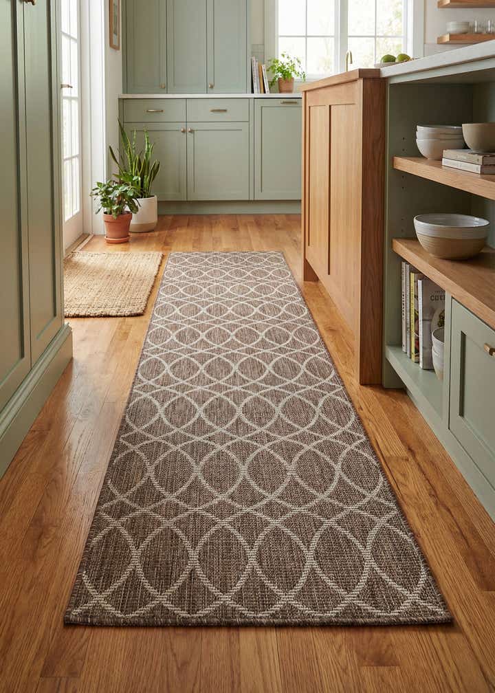 2' 7 x 10' Easy-Clean Trellis Indoor / Outdoor Runner Rug